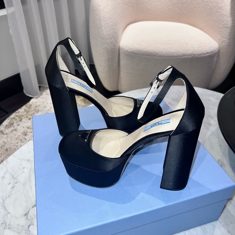 Prada satin block heel shoe